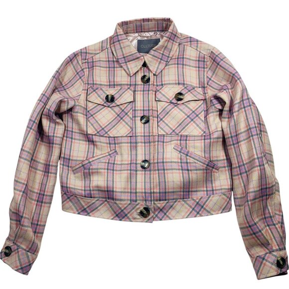 checked plaid short jacket boomber s multi color by Culture women size 38 - Picture 1 of 15